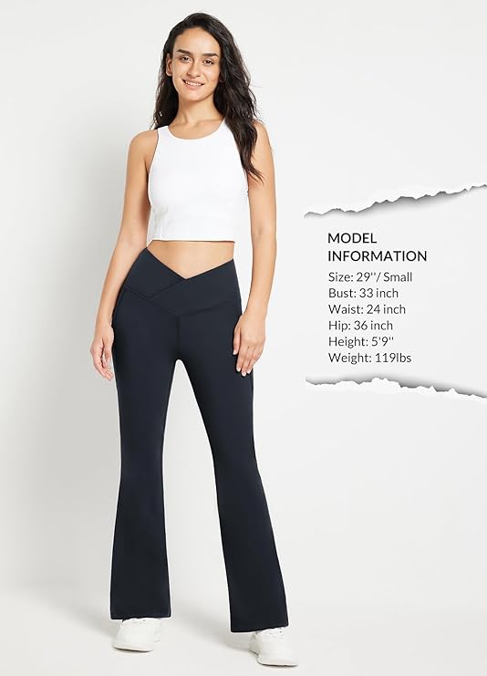 Women's Black Asymmetric Waistband Flared Casual Pants