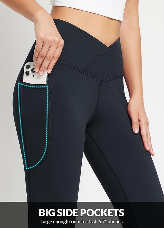 Women's Black Asymmetric Waistband Flared Casual Pants