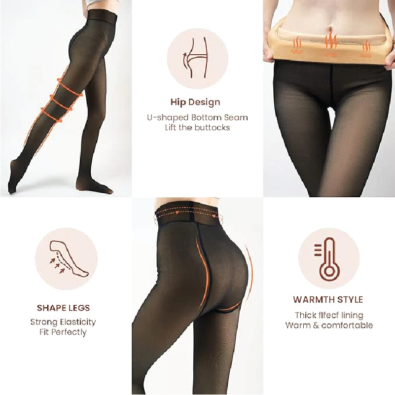 Flawless Legs Translucent Warm Plush Lined Elastic Tights