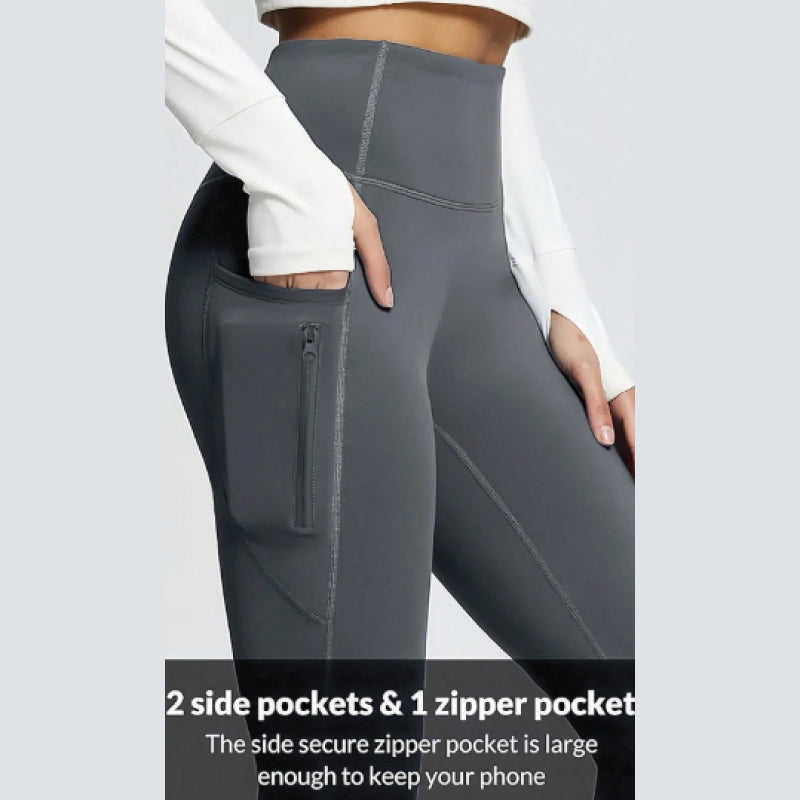 Warm Thickened Thermal Lined Pants With Zipper Pockets