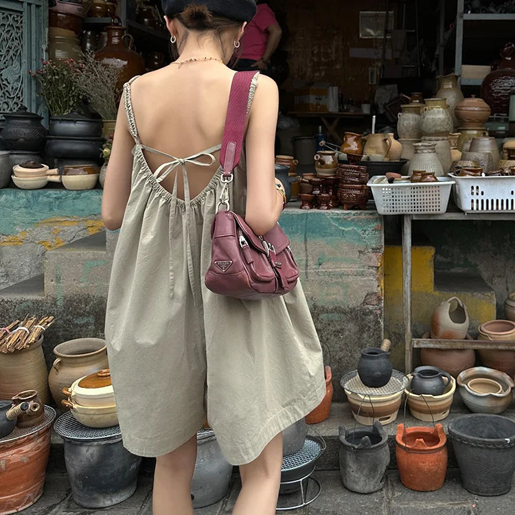 Women Backless Baggy Romper