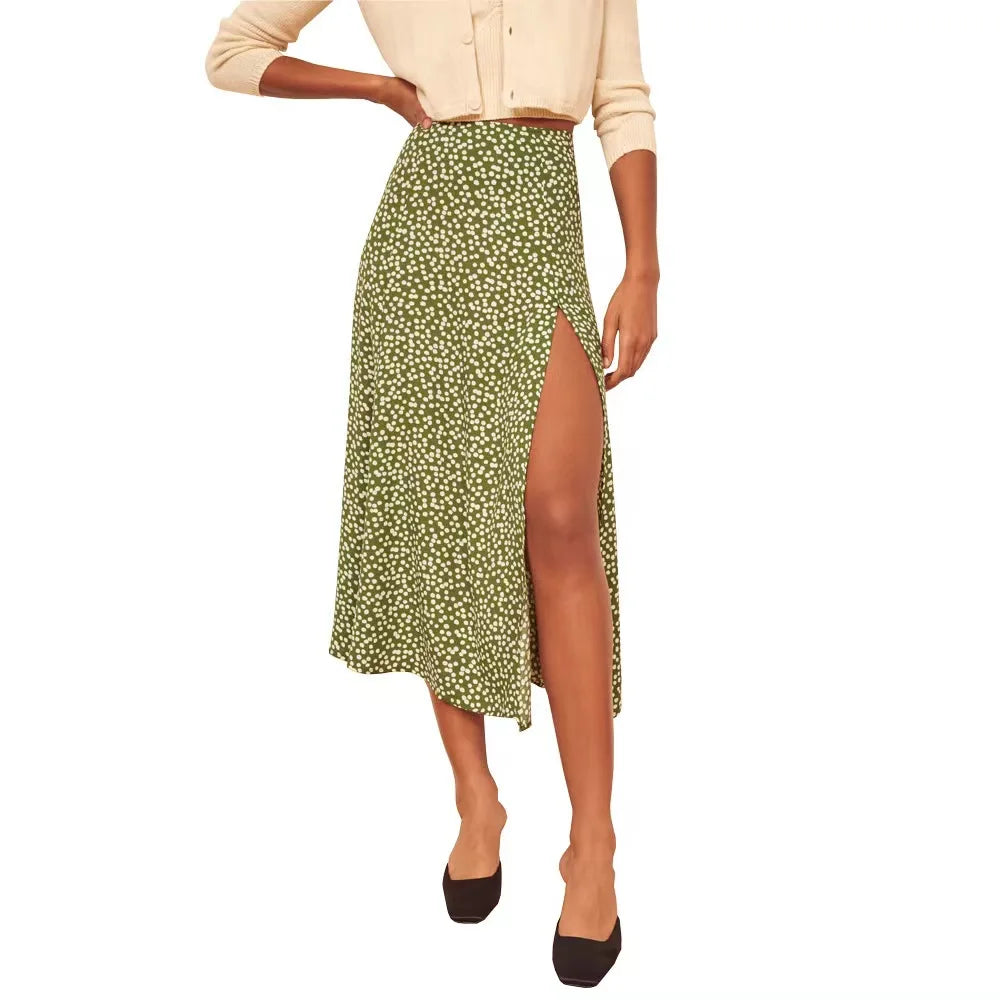 Women's High Waist Long A-line Skirt for Spring and Summer Season
