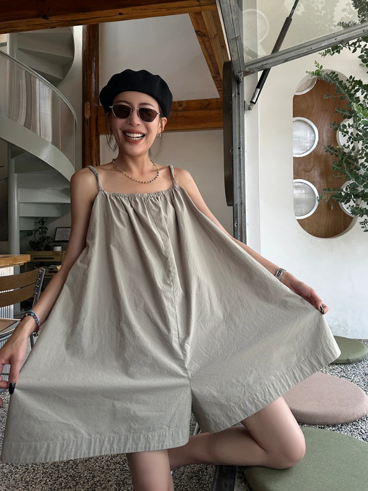 Women Backless Baggy Romper