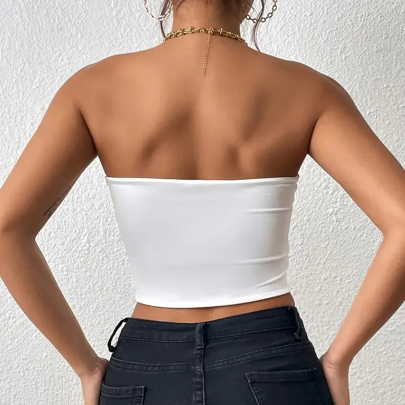 Women's Sexy Solid Stretchy Bodycon Crop Tube Top