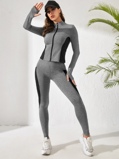 Sport Studio Contrast Mesh Thumbholes Sports Set