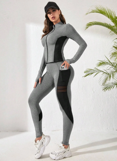 Sport Studio Contrast Mesh Thumbholes Sports Set