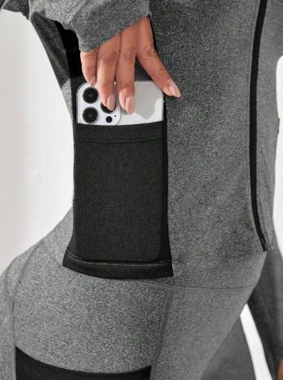 Sport Studio Contrast Mesh Thumbholes Sports Set