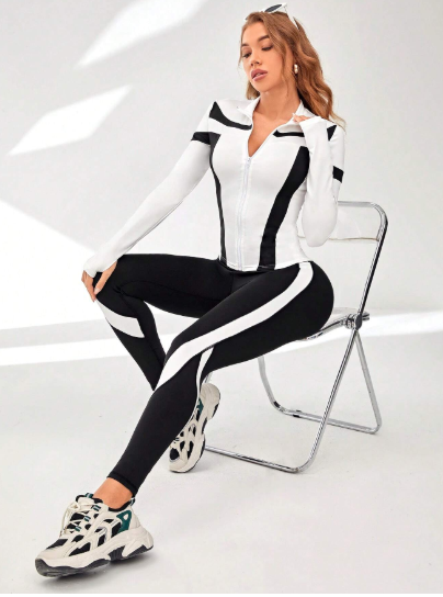 Sport Studio Women Color Block Zip Up Sports Set
