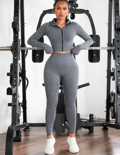 Women's Seamless High Stretch Hooded Sports Set