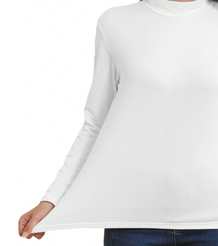 Women's Warm Long Sleeve High Neck Elastic Fitted Base Layer Top