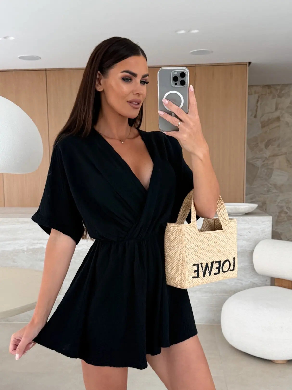 Summer Women's Short Sleeved V-neck jumpsuit