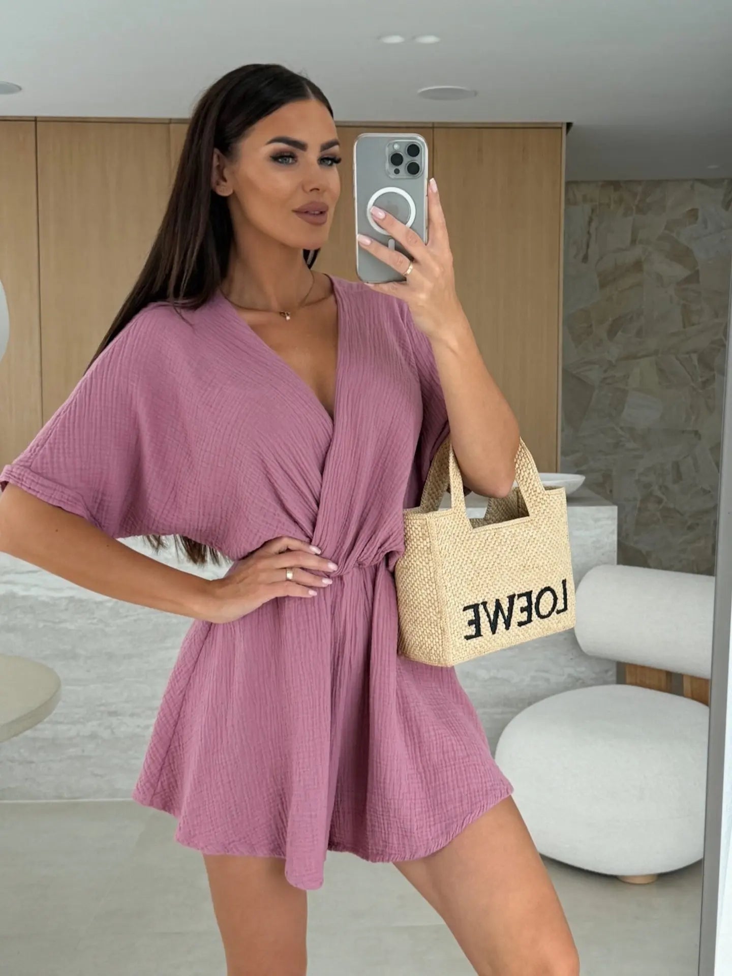 Summer Women's Short Sleeved V-neck jumpsuit