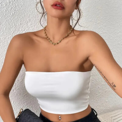 Women's Sexy Solid Stretchy Bodycon Crop Tube Top