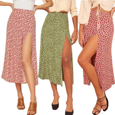 Women's High Waist Long A-line Skirt for Spring and Summer Season